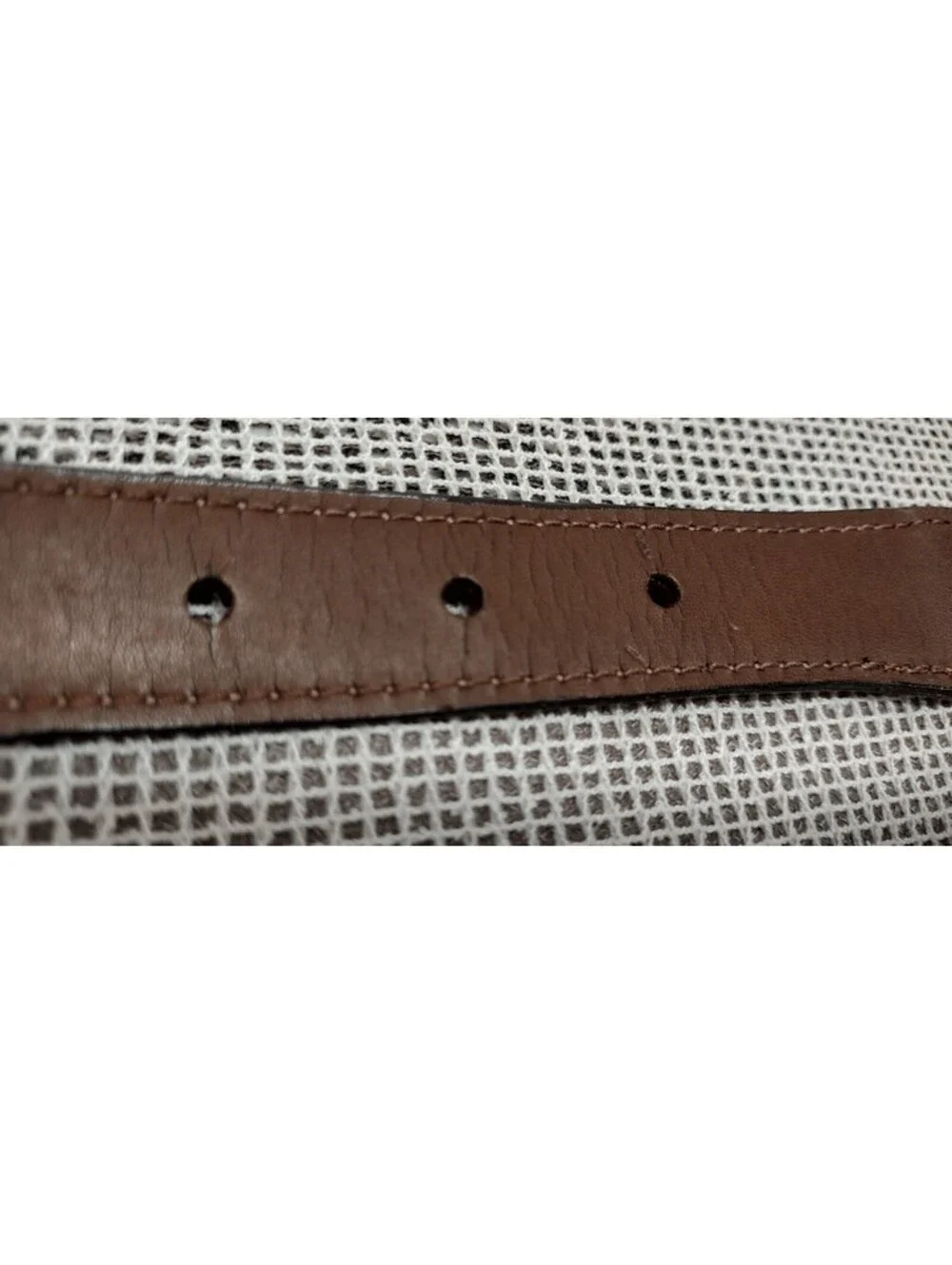 Men's Small Red Belt Brown Pleather Red Webbed Canvas AMERICAN APPAREL BACK THAN